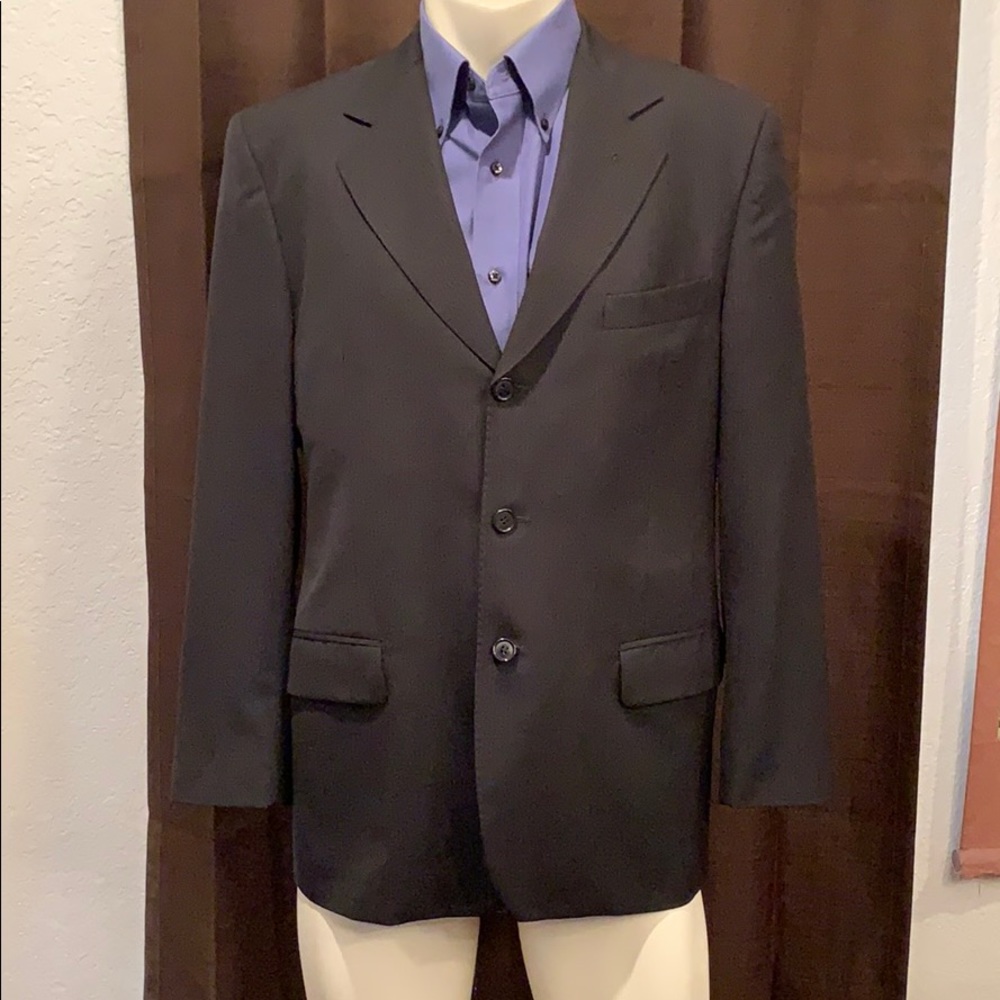 Cristian Dior 42R Black Pin Stripe Suit Coat